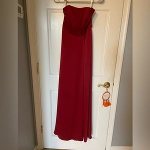 David’s Bridal Apple Red Bridesmaid Dress